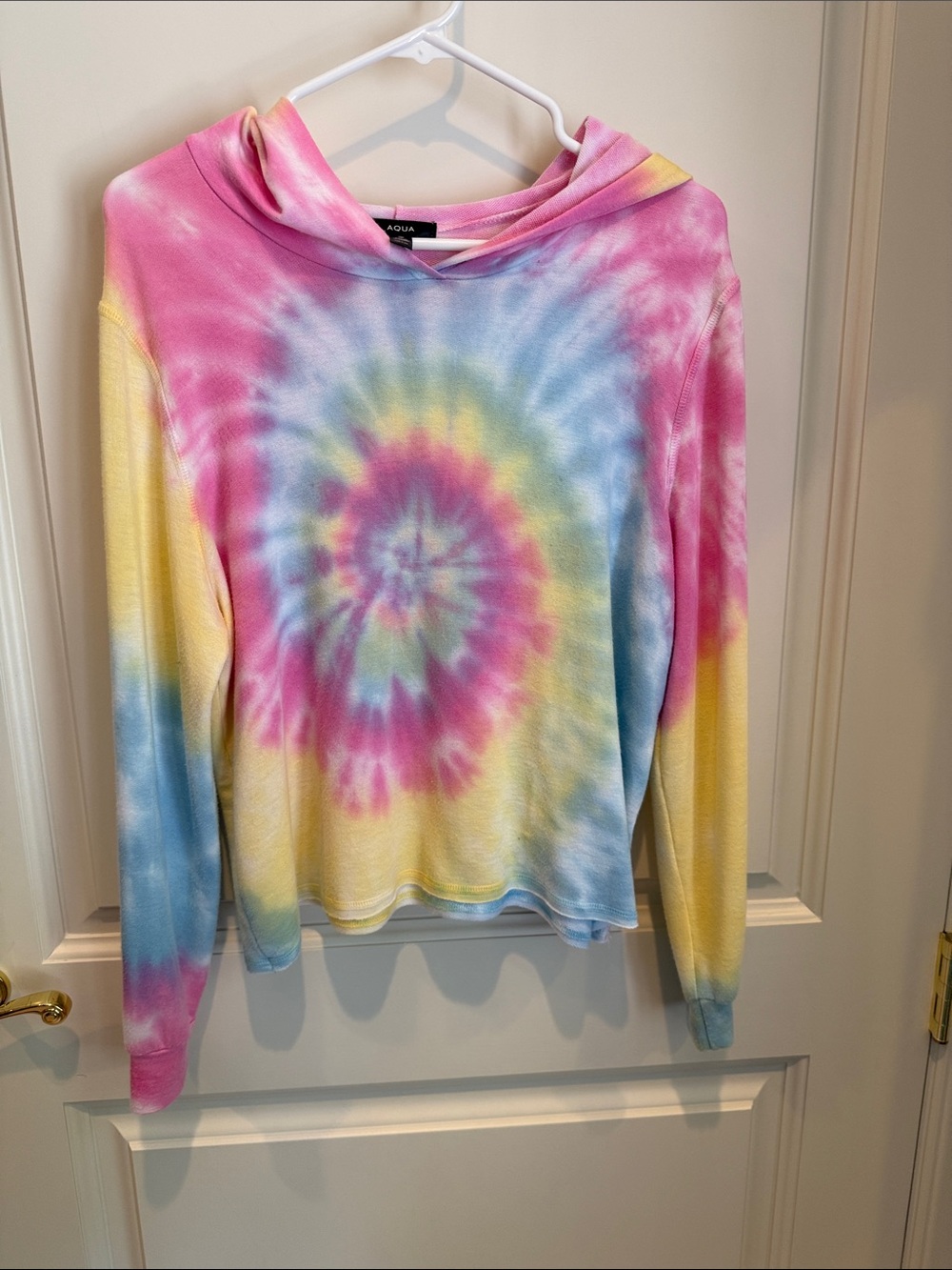 Aqua Women's Pastel Tie-Dye Hooded Pullover - Pink, Blue, Yellow